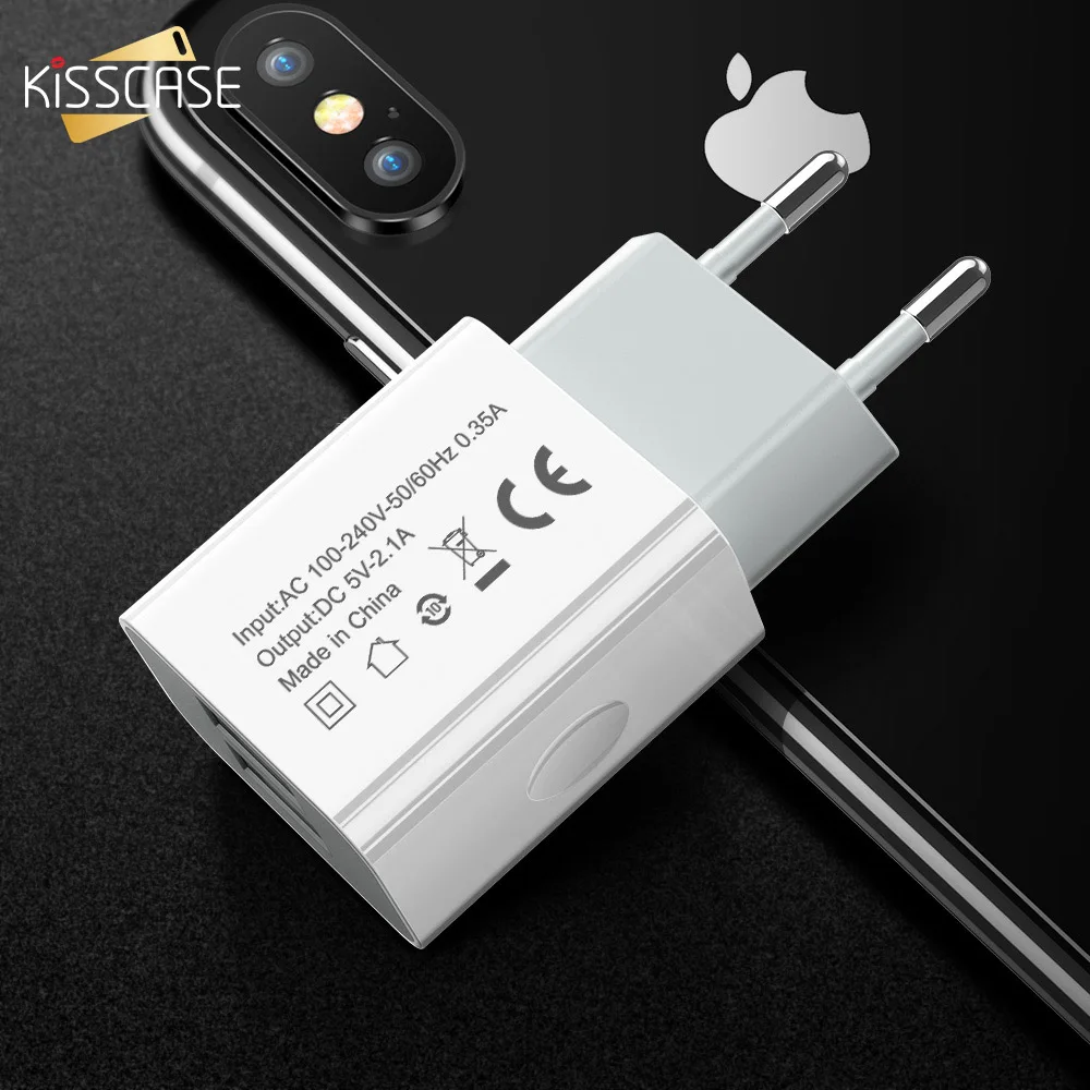 KISSCASE 5V 2.1A USB зарядное устройство для Samsung S10 Быстрая зарядка настенное EU адаптер