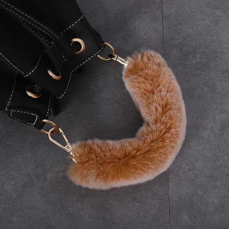 Luxury Rabbit Hair Bag Strap Women Color Plush Belts Female Handbag Casual Accessories Purse Detachable Brand Straps | Багаж и сумки