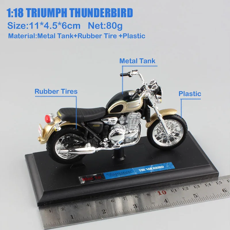 Детская Марка Maisto в масштабе 1:18 TRIUMPH THUNDERBIRD 900 Классическая копия мотоцикла