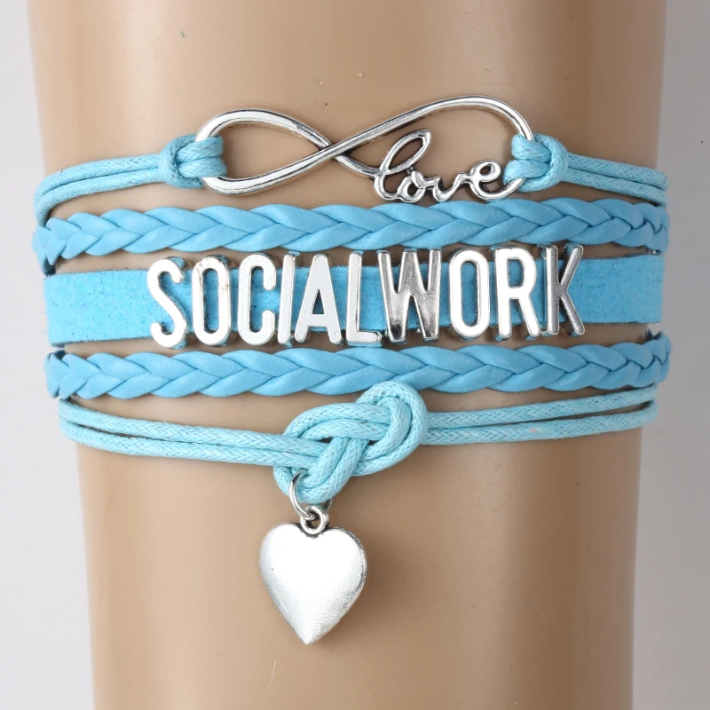 (10 шт./лот) браслет бесконечности Love SOCIAL WORK Кожаные Плетеные Восковые бархатные