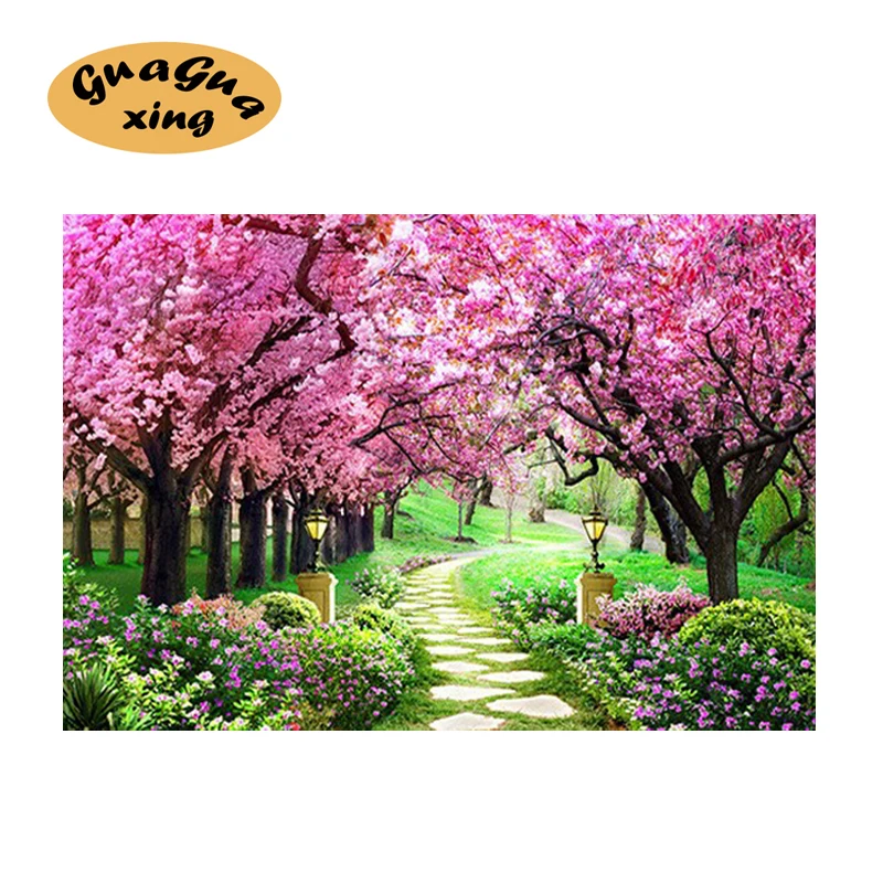 5D алмазная живопись фиолетовый романтический цветок вишни сад полная Алмазная