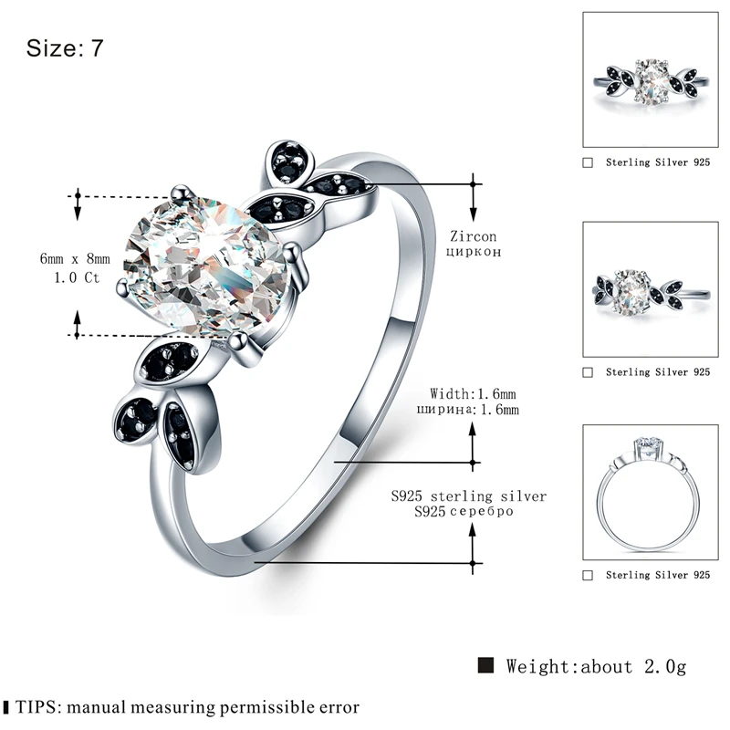 Женское Обручальное кольцо [BLACK AWN] ювелирное изделие из стерлингового серебра 925