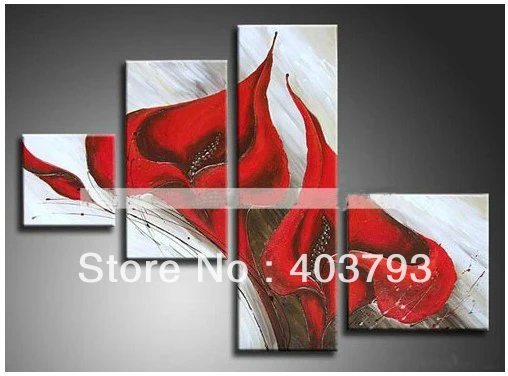 beautiful Modern abstract red lily Flowers on Canvas decorative Oil Painting for home decoration  Free shipping