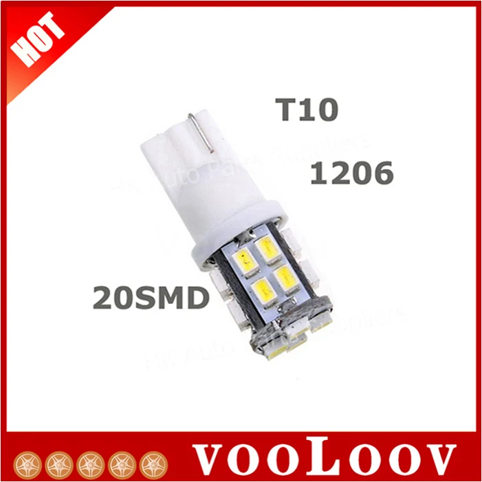 T10 супер яркий 20SMD 1206 12В Автомобильный клиновидный светодиодный свет 20LED 3020 194 168