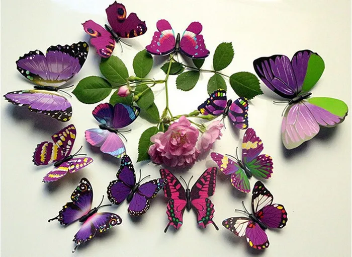 Hot Selling 12PCS 3D PVC Magnet Butterflies DIY Wall Sticker Home Decor Poster for Kids Rooms t Decoration Drop Shipping | Дом и сад