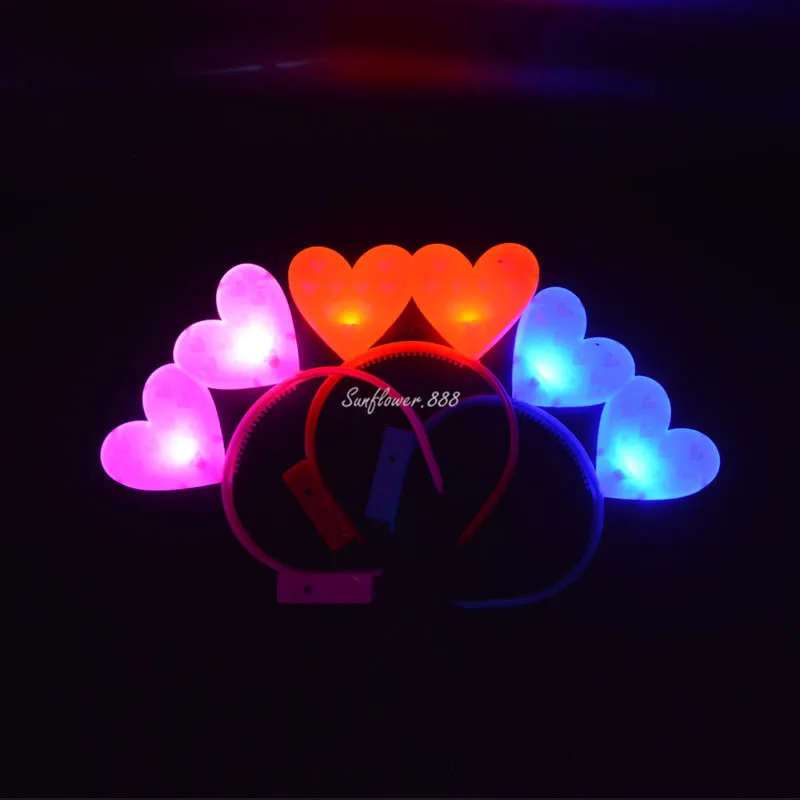 Светящийся мигающий светодиодный головный головной убор с двойным сердцем для