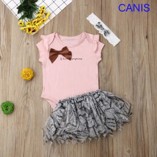 

2019 New Hot Sale 3PCS Newborn Baby Girls Clothes Romper Jumpsuit Tutu Skirt Headband Outfit Set