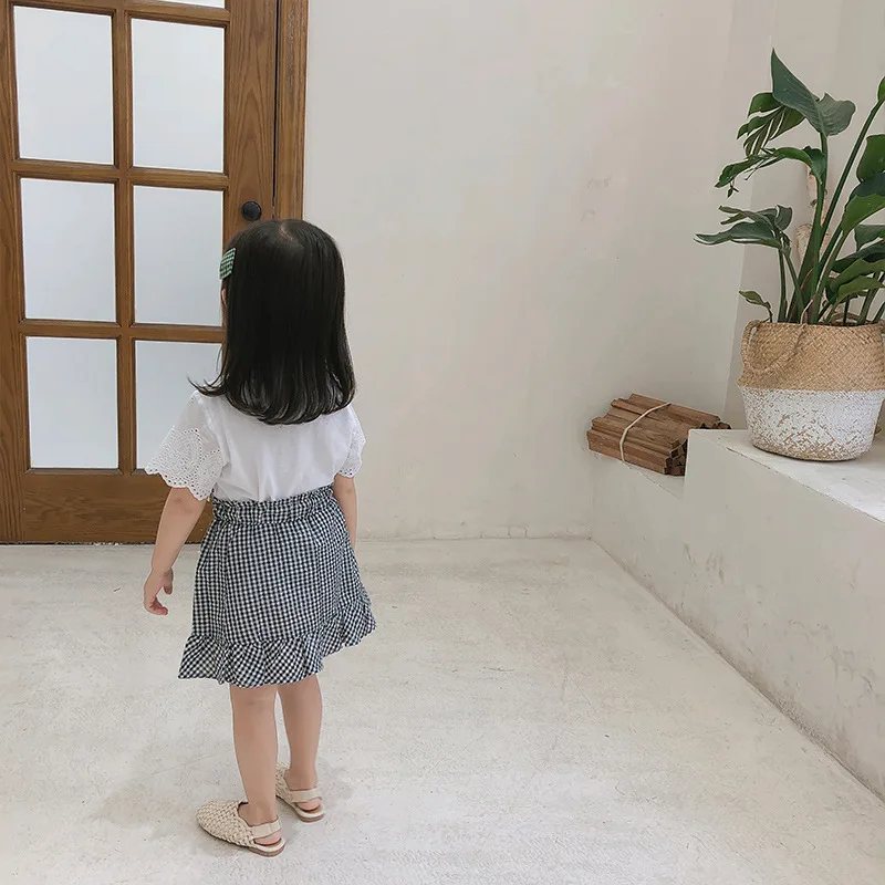 Корейские летние детские белые рубашки Повседневная футболка с Вышивкой Букв