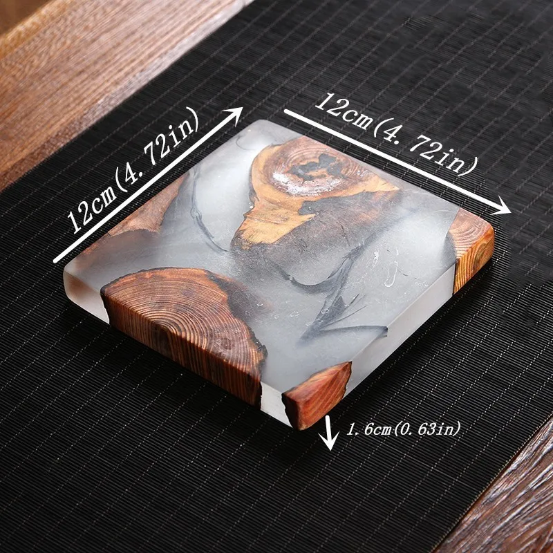 12x12x1.6cm Креативный квадратный чайный набор подставок под кружки из смолы, коврики на стол, индивидуальность для горячих напитков, кофейная подставка, теплоизоляционная подставка - Цвет: 12x12x1.6cm