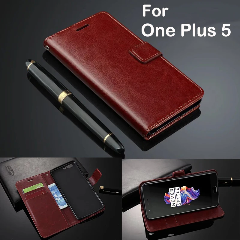 Флип Бумажник Fundas для One Plus 5 Чехол Оригинальный чехол Роскошный кожаный OnePlus