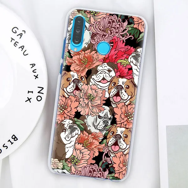 08 Французский Английский бульдог чехол для телефона для huawei P30 P30 Pro P9 P10 P20 Lite P Smart плюс вид 20 Жесткий задний Чехол бант - Цвет: 08