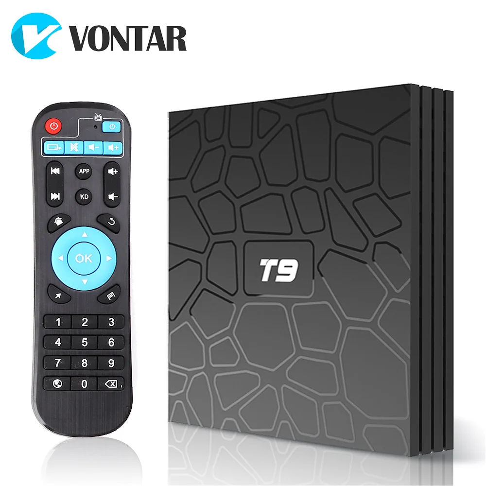 5 шт. T9 Smart tv Box Android 8 1 RK3328 Четырехъядерный 4 Гб 64 1080p 4K 2 4G/5G Dual WiF BT4.0 Google Play Набор
