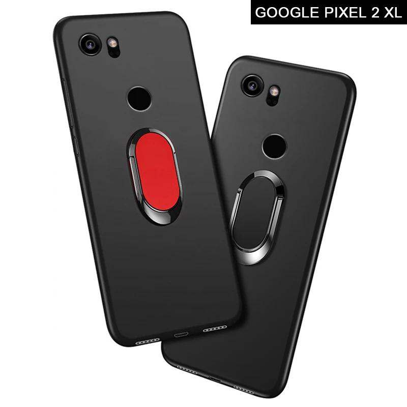 Чехол для Google Pixel 2 XL 2XL, роскошный чехол 6,0 дюймов, мягкий черный пластик, металлическое кольцо на палец, чехол для Google Pixel 2 XL, чехол для телефона