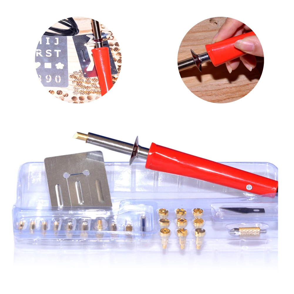Wood Pen Tip Burning Iron Kit Machine Crafts Dual Power Mode Multifunction Pyrography Tools Rubber Handle Soldering Embossing |