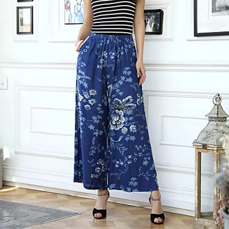 Брюки женские из хлопка и льна с широкими штанинами Модные свободные штаны