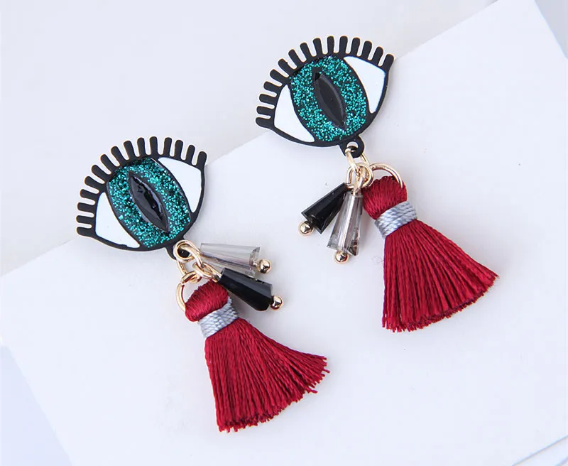 

Kymyad Long Earrings For Women Bohemian Tassel Earring Eyebrow Crystal Drop Earrings Fashion Jewelry Big Drop Earrings