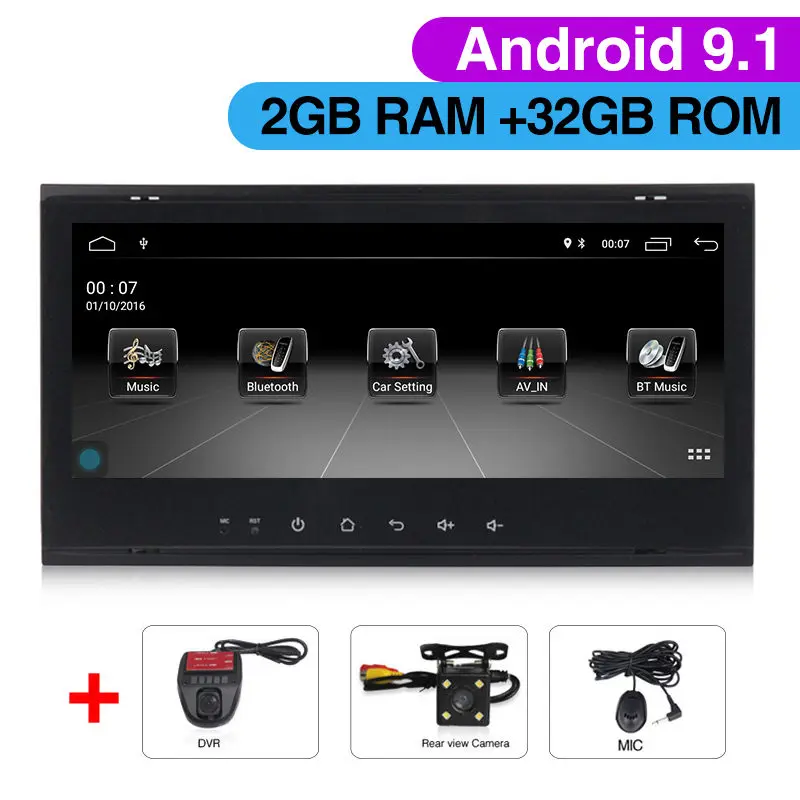 dvd Camera DVR Полный сенсорный 2din 2+ 32G Android 9,1 Автомобильный gps навигация для Volkswagen Touareg T5 транспортер мультивен 2004-2011 радио FM Canbus - Цвет: dvd Camera DVR