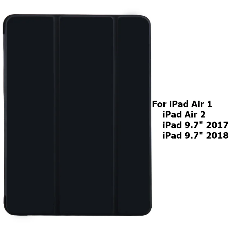 Чехол для iPad Air 1 Air 2 5th 6 9," Чехол для нового iPad 9,7 дюймов чехол Смарт кожаный Стенд мягкий чехол kimTHmall - Цвет: Black