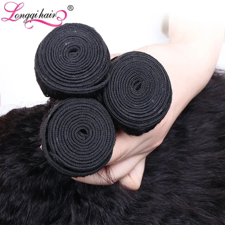 Курчавые прямые пучки волос естественного цвета 100% Remy человеческие волосы