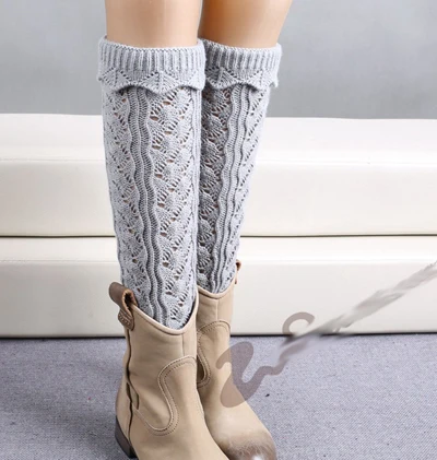 2016 NEW Women solid  Knitted leg warmers Boot Cuffs Toppers Boot Socks Crochet booty Gaiters 8colors 24pairs/lot #3879