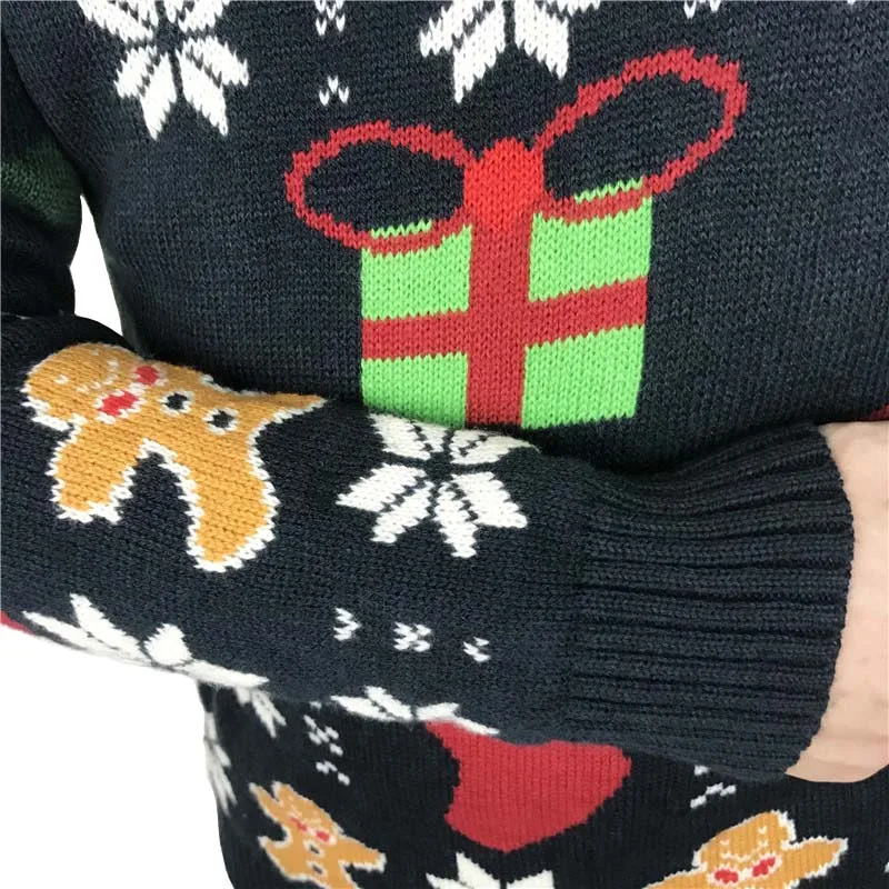 

Funny Knitted Gingerbread Man Ugly Christmas Sweaters for Men and Women Kawaii Ladies Knit Xmas Pullover Jumper Oversizd M-XL