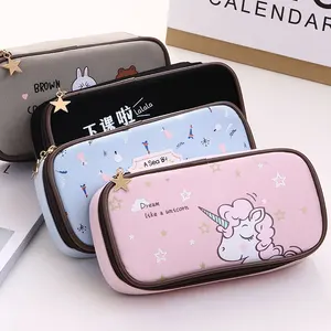 Чехол-карандаш единорога на молнии, Холщовая Сумка-карандаш, внутренний карман, чехол-ручка большой емкости, держатель ручек, корейские канцелярские товары для школы