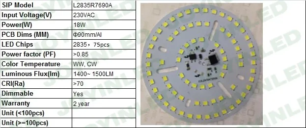 Бесплатная доставка 10 шт./лот 220 В Диммируемый светодиодный чип PCB 2835 модуль