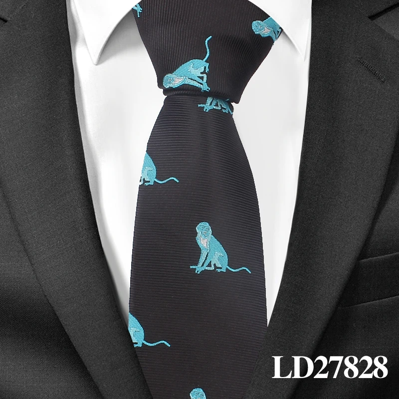 LD27828 Модный мультяшный галстук для мужчин, полиэфирный жаккардовый галстук с животными, деловые свадебные костюмы, 6 см, узкие галстуки с широким горлом, тонкие галстуки - Цвет: LD27828