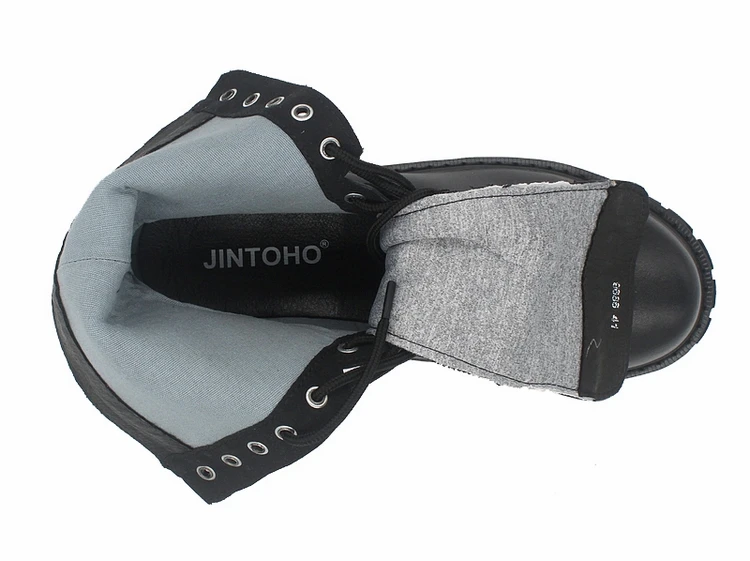 JINTOHO/Мужская обувь из натуральной кожи; зимние мужские ботинки; мотоциклетные ботинки до середины икры; кожаные мужские ботинки; зимняя обувь; большие размеры