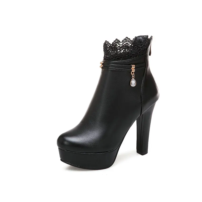 ESVEVA 2019 Women Boots Crystal Platform Zip Round Toe Square High Heels Winter Shoes Elegant Ankle Woman Size 34-43 | Обувь