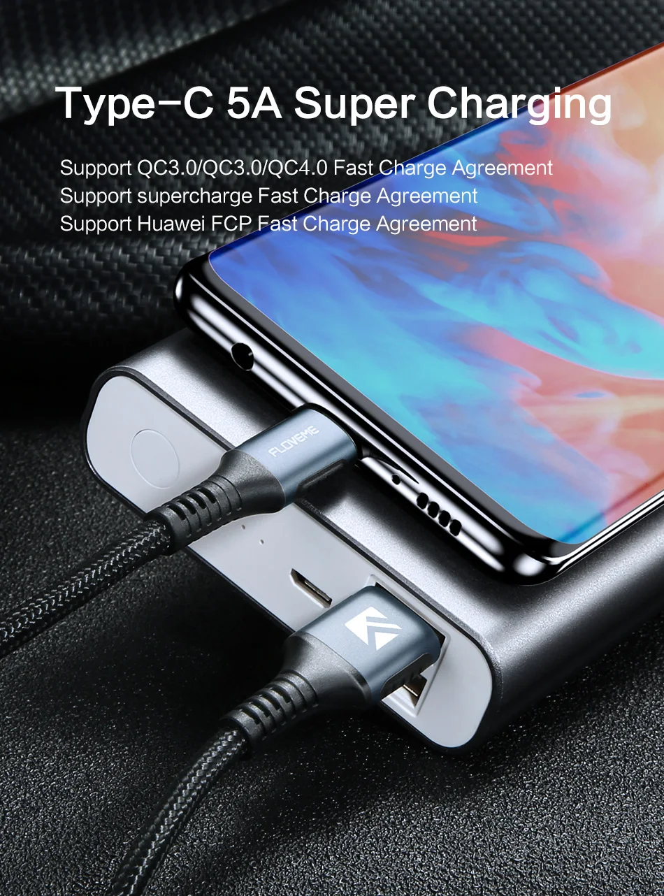FLOVEME 5A usb type-C кабель для huawei mate 20 P20 Pro USBC быстрое зарядное устройство USB-C type-C кабель для samsung S10 S10e