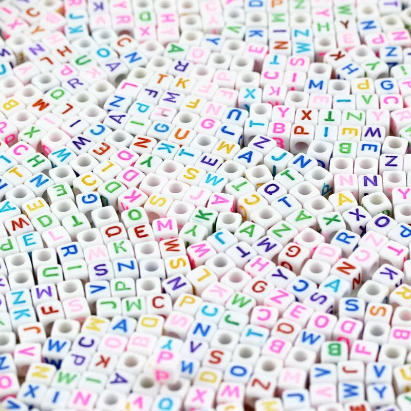 FUNIQUE 500PCs/lot Square Acrylic Beads For Jewelry Making White Cube Letter DIY Gift Color Findings 6mm | Украшения и аксессуары