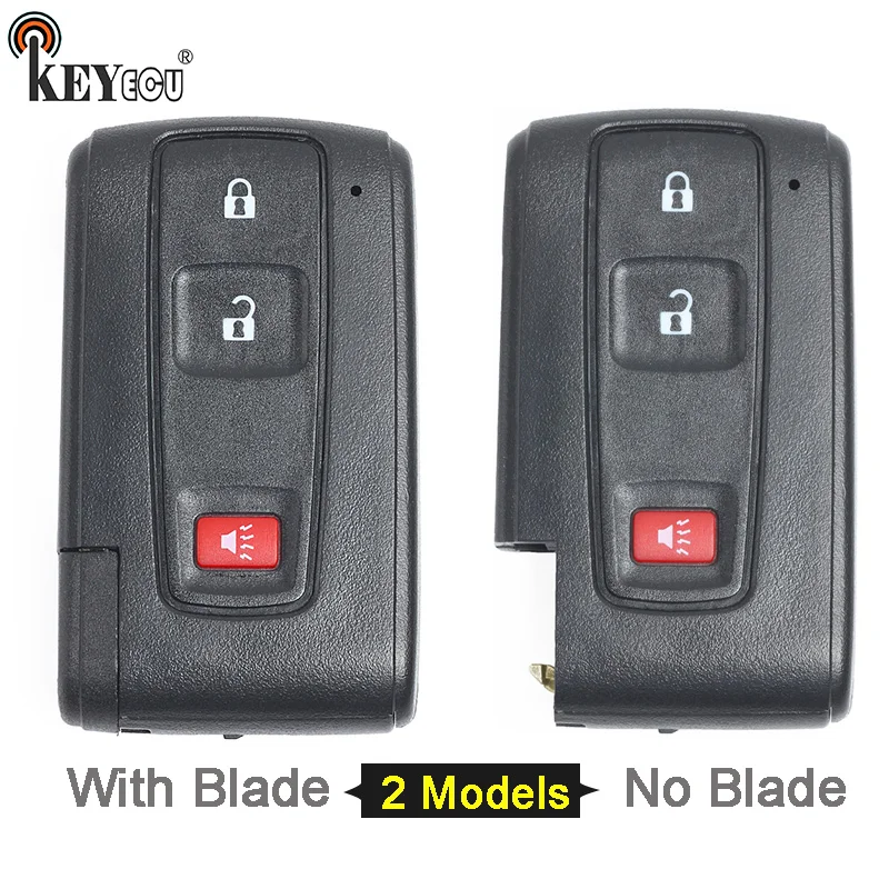 KEYECU для Toyota Prius сменный умный дистанционный чехол для ключа автомобиля Fob 2 + 1 кнопка с/без нережущего лезвия (только оболочка)