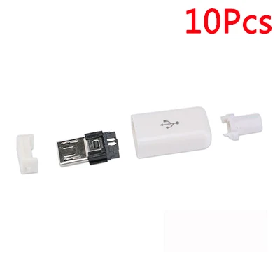 MICRO White 10pcs 10 шт./лот Micro USB 5Pin штекер разъем черный/белый Сварка данных OTG интерфейс линии DIY кабель для передачи данных Аксессуары - Цвет: MICRO White 10pcs