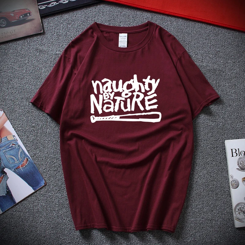 Бургундия Naughty By Nature/футболка в стиле хип-хоп, рэп, скейтбординг, музыкальная группа 90s Bboy Bgirl черная хлопковая футболка футболки - Цвет: Бургундия