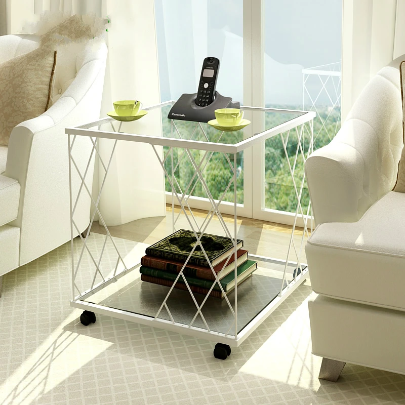 

Modern sofa small coffee table angle simple fashion small toughened glass sofa corner table