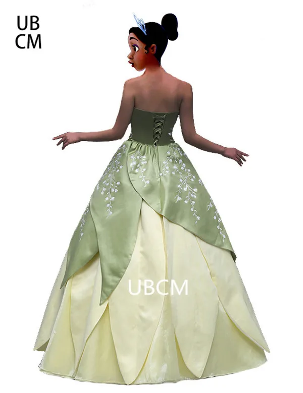 Костюм принцессы Tiana для косплея взрослых платье на день рождения изготовленное