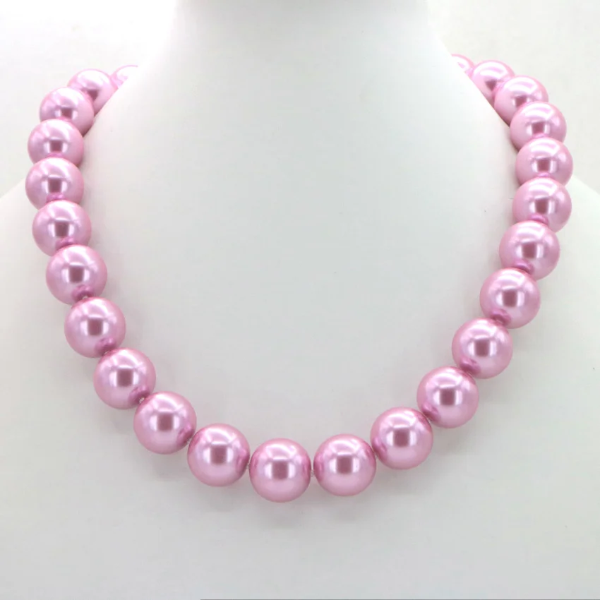 WUBIANLU 16mm Pink South Sea Shell Pearl Necklace Womens Costume Jewelry Neck Choker Fashion Style DIY Clothing Collocation | Украшения и