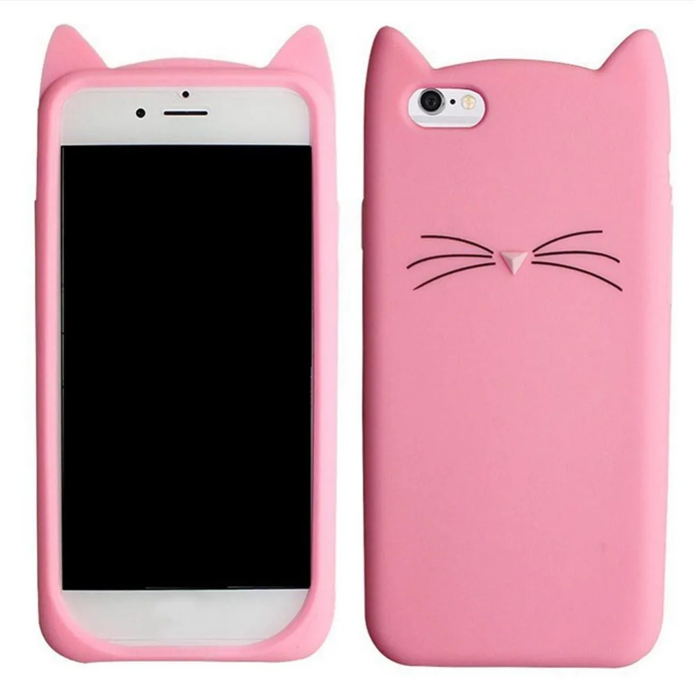 3D милый чехол для телефона с изображением животных бороды кошачьих ушек iPhone X 5 6 7 8