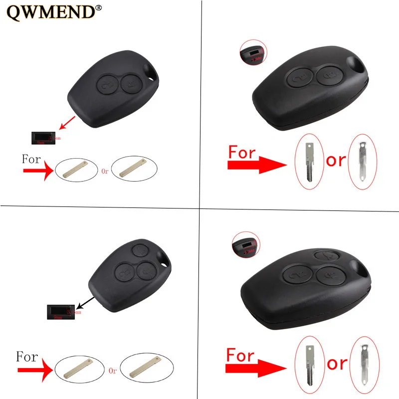 QWMEND 2/3 кнопки дистанционного ключа оболочки для Renault Dacia модус Клио 3 Twingo Kangoo 2 2004 2005 2006 2007 2008 2009 чехол