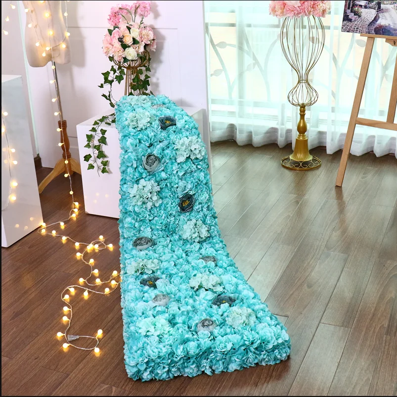 Blue 187 см на заказ DIY свадебная настольная дорожка цветочный фон Декор трейлинг ряд цветов композиции поставки Искусственные цветы вечерние - Цвет: Blue
