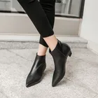 Ботильоны COOTELILI женские на каблуке, повседневная обувь, мягкие кожаные ботинки черного цвета, мотоботы с острым носком, Botas Mujer