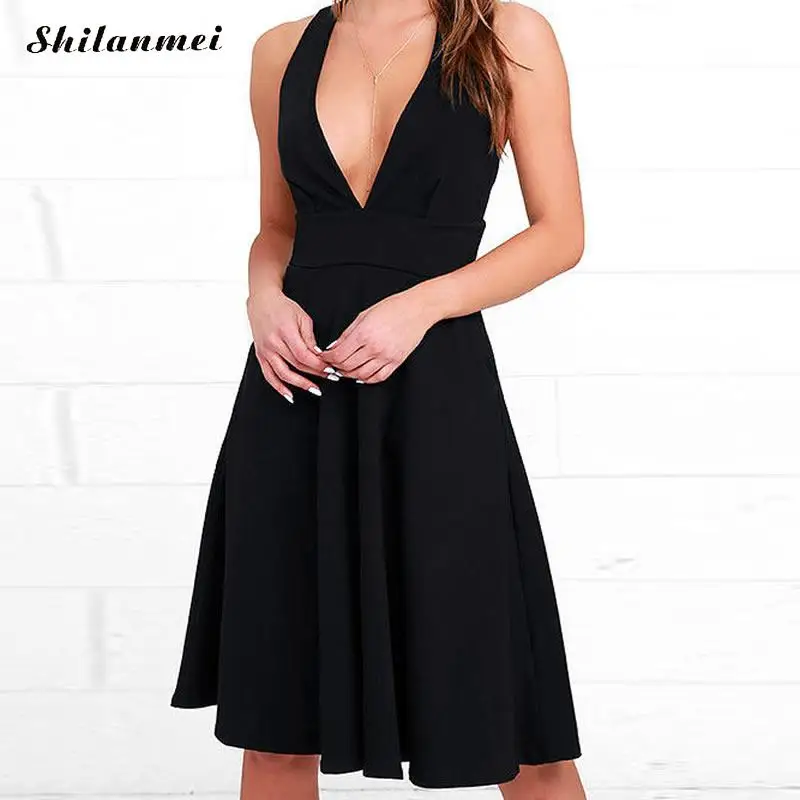 Сексуальное платье миди с глубоким v-образным вырезом открытыми плечами без