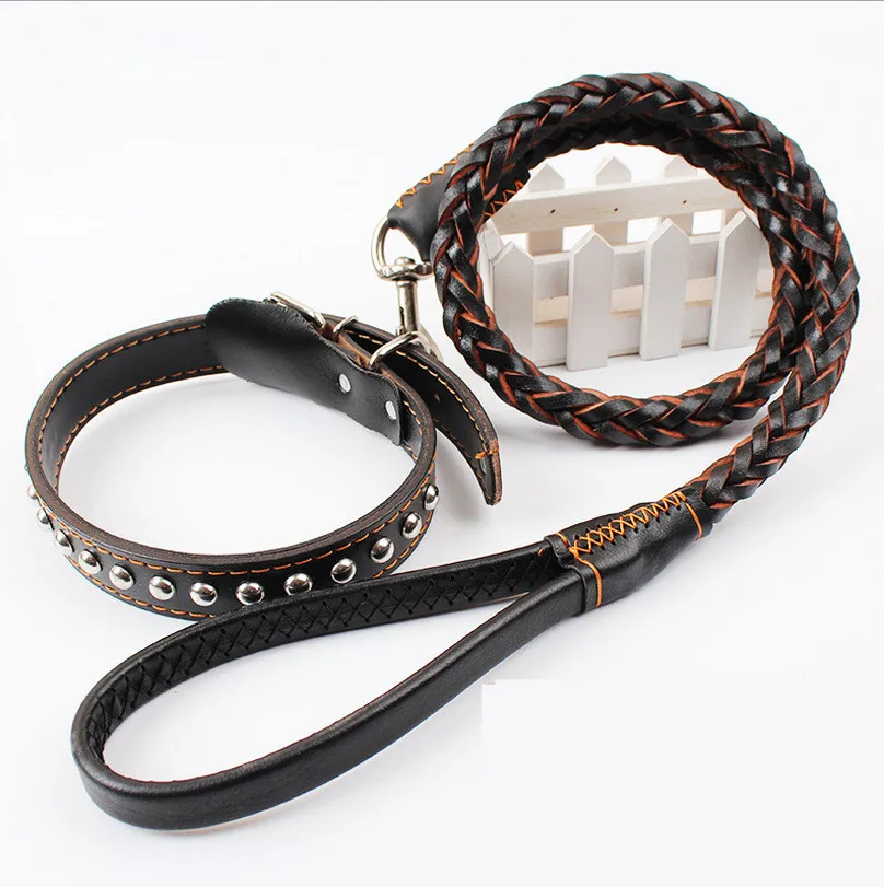 95 см Высокое качество Натуральная кожа Большой собачий поводок ошейник для