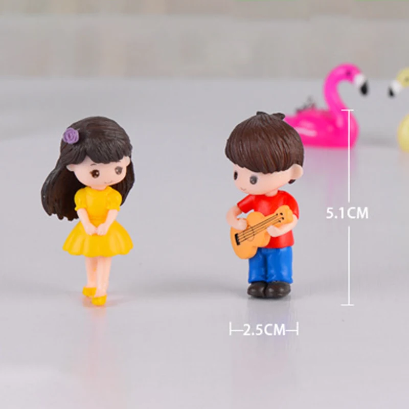 2 шт. милые мини фигурки для влюбленных романтическая пара играющая на гитаре