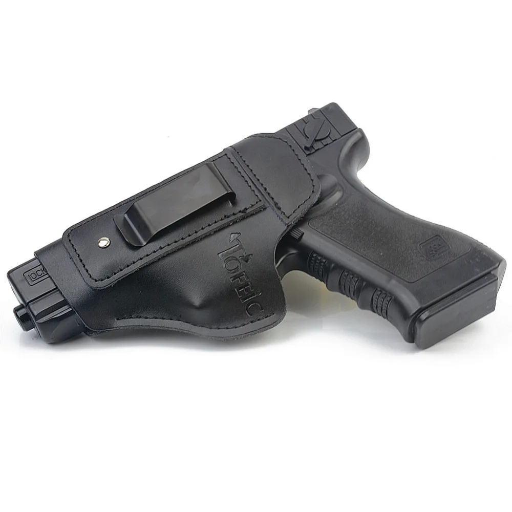 Кожаный пистолет кобура IWB для Glock 17 19 22 23 32 33 / S & W M P Shield Spring XD XDS черный|Кобуры| |