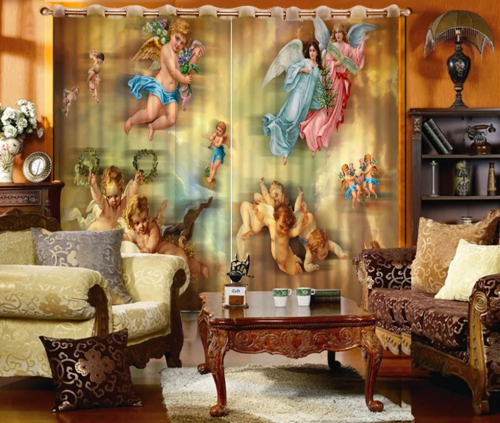 

Angel curtains europe 3D Curtain Luxury Blackout Window Curtain Living Room Blackout curtain