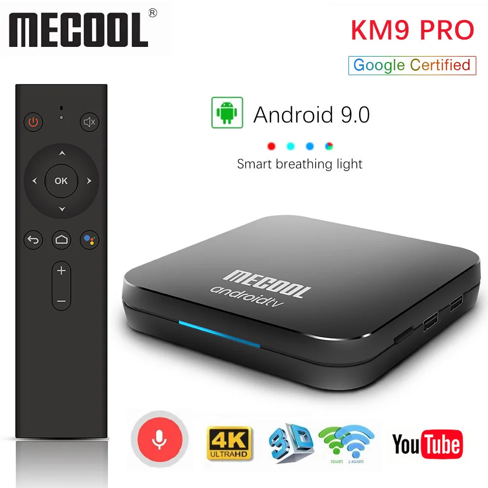 MECOOL 20 шт./лот KM9 PRO Android 9 0 ТВ-приставка Amlogic S905X2 Четырехъядерный 4G DDR4 Голосовое