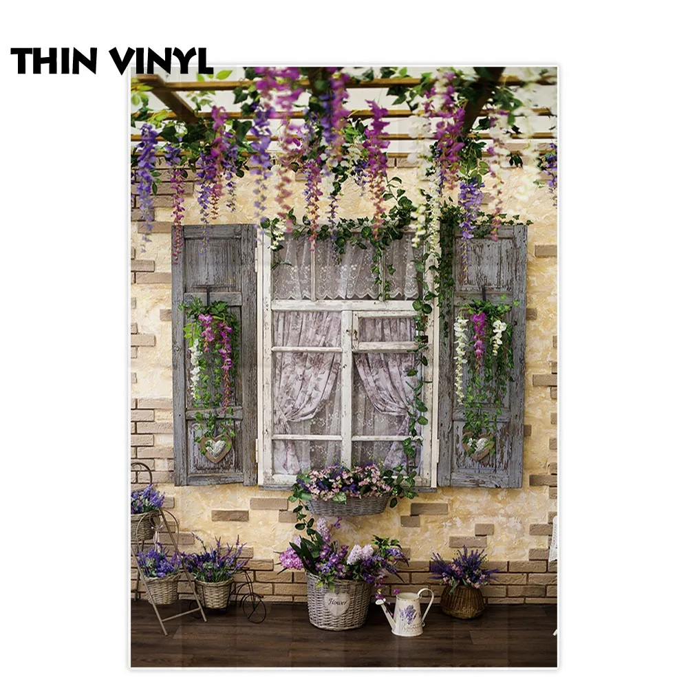 Фотофон Funnytree с цветами и перголой домашняя студийная деревянным окном кирпичной