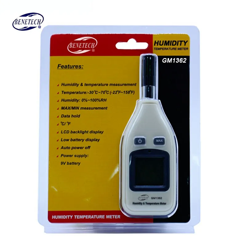 

BENETECH GM1362 humidity temperature meter Digital LCD display thermo-hygrometer w /LCD Backlilght & Data Hold